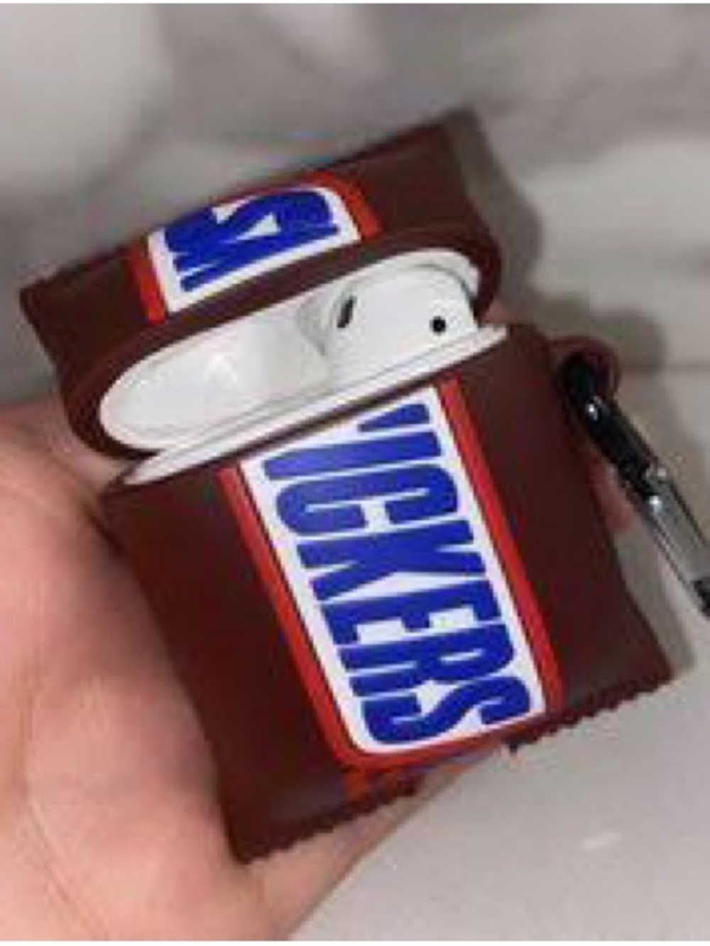 Chocolate Bar Style Brown Silicone AirPods Case with Carabiner